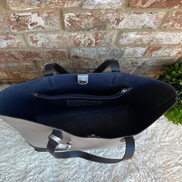 Cole Haan Palermo Silver and Black Two-Tone Leather Tote Bag - Picture 5 of 12